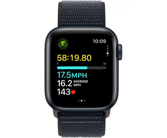 Apple Watch SE 2 44mm Midnight Aluminum Case with Midnight Sport Loop (MREA3) 2023